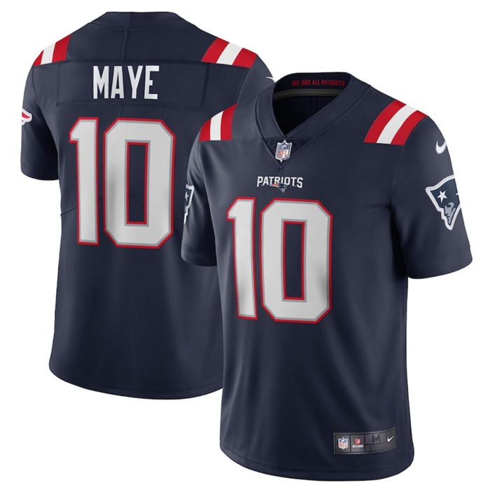 Men's New England Patriots #10 Drake Maye Navy 2024 Draft Vapor Limited Football Stitched Jersey